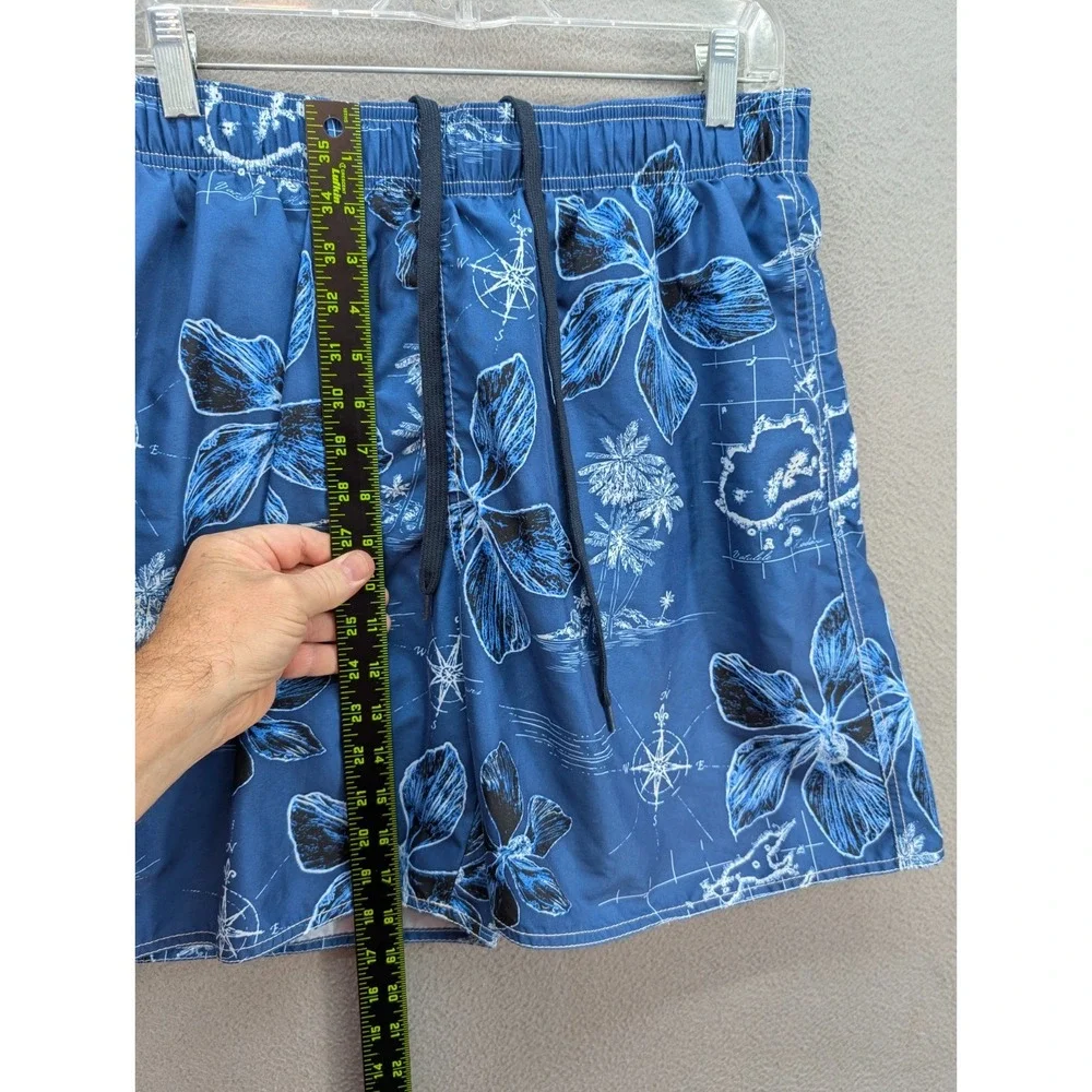 Paradise Shores Board‎ Shorts Trunk Mens Size L Floral Tropical Hawaiian Blue